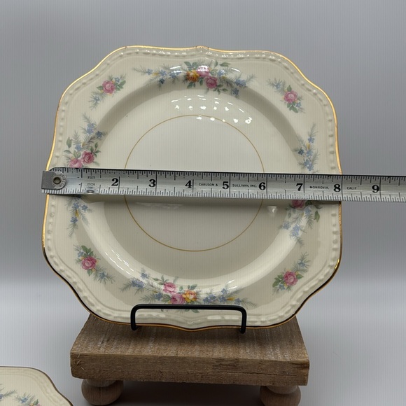 VTG Homer Laughlin‎ Eggshell GeorgianUSA A49N5 Square Salad Plates Set of 4 - Picture 3 of 10